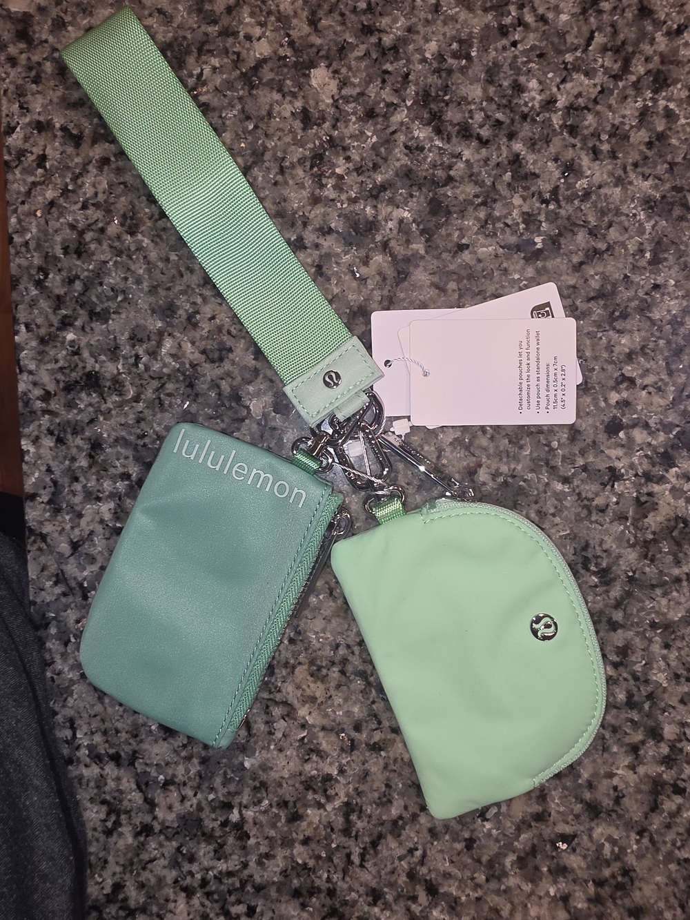 lululemon athletica Mint Green Wristlet Keychain Pouch Set
